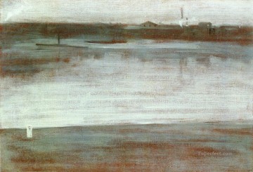  Grey Oil Painting - Symphony in Grey Early Morning Thames James Abbott McNeill Whistler